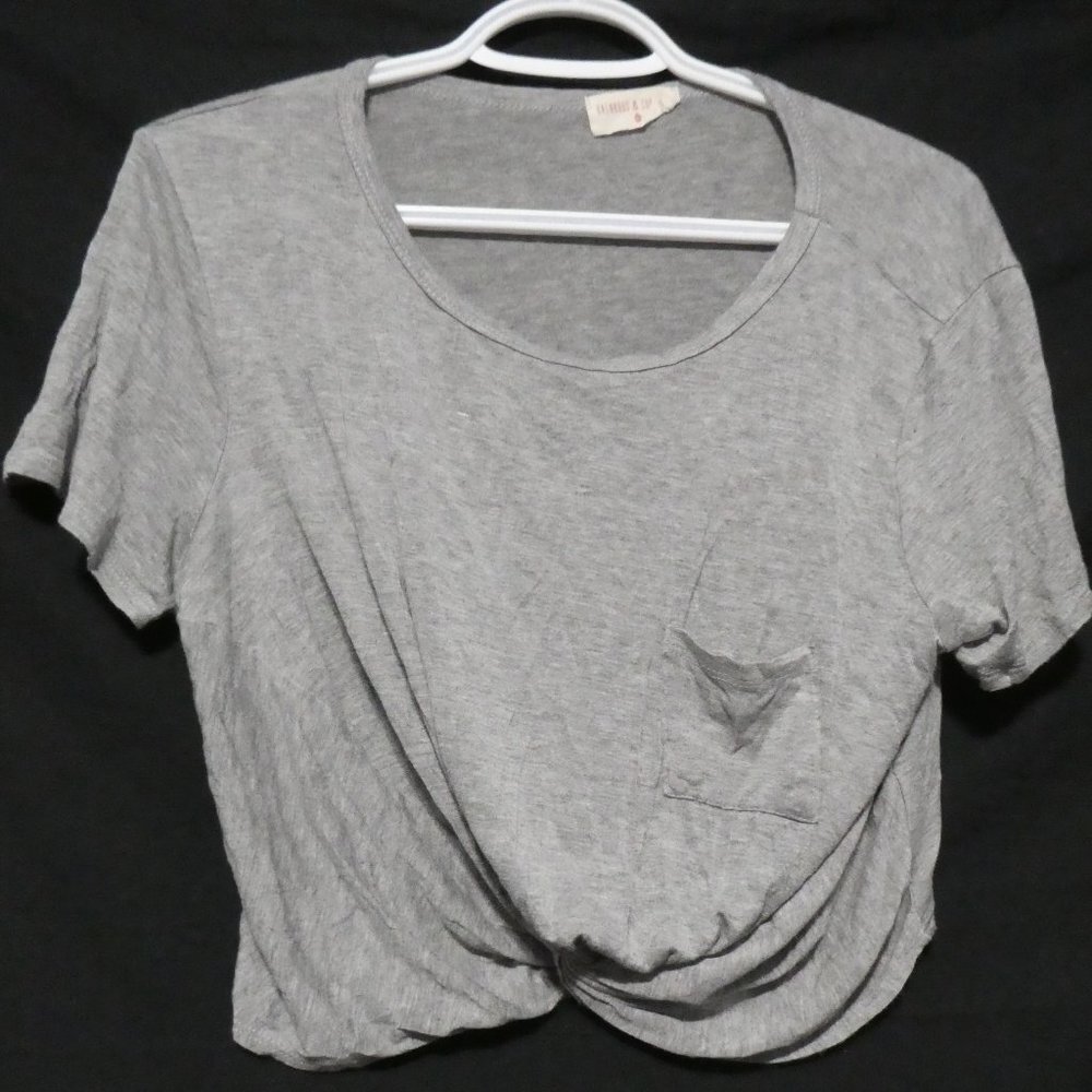 RAINBOWS & CUPCAKES large grey twist cropped top